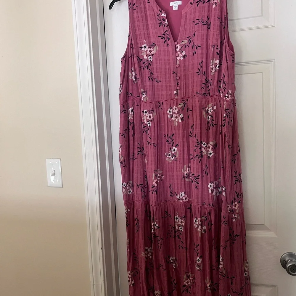 J Jill Floral Pink Sleeveless Maxi Dress - Picture 2 of 8